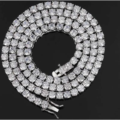 Europese en Amerikaanse Nieuwe Sieraden 5mm Hip-hop Ketting Heren Tennis Ketting Zirkoon Ketting Tide Merk Accessoires Heren Ketting 40cm gray