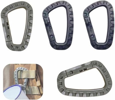 Set van 4 D-vormige Carabiners, 2 Zwart en 2 Olijfgroen, Lichtgewicht en Duurzaam voor Kamperen, Wandelen en Avontuurlijke Activiteiten