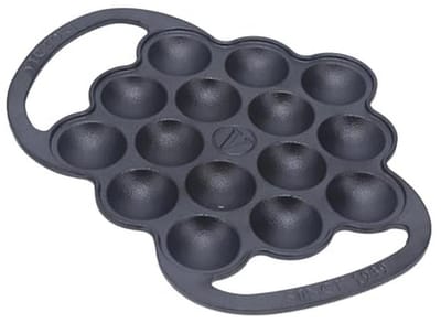 VICTORIA Cast iron Poffertjes Dutch pancake pan with loop handles, pre-stretched with linseed oil, made in Colombia