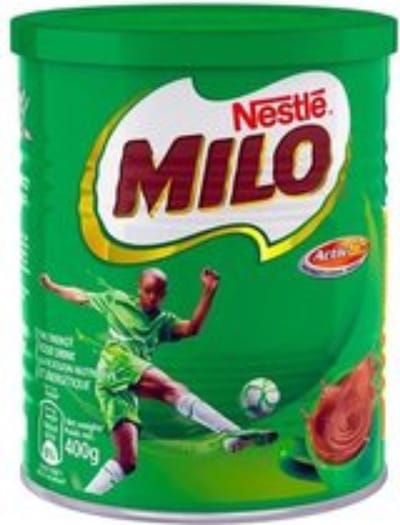 MILO Instant Cacaodrank Afro 400 g – Heerlijke Chocoladedrank voor Ontbijt en Tussendoortjes, Snel Oplosbaar, Energieboost voor Kinderen en Volwassenen met Kajal Sticker