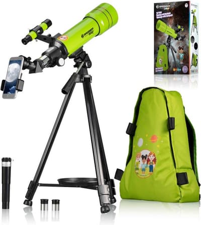 Bresser Junior Telescope - 70/400 - Sterrenkijker voor kinderen - Groen - Met rugtas en accessoires