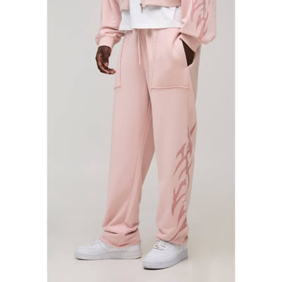 Baggy Fit Joggingbroek Met Tribal Print En Lussenrug | Pink | Size XS