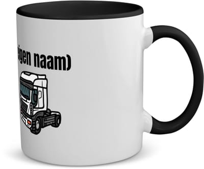 Akyol - vrachtwagen kop stuk met eigen naam koffiemok - theemok - zwart - Vrachtwagen chauffeur - vrachtauto chauffeurs - iemand die houdt van vrachtwagens - verjaardag - cadeau - kado - geschenk - 350 ML inhoud