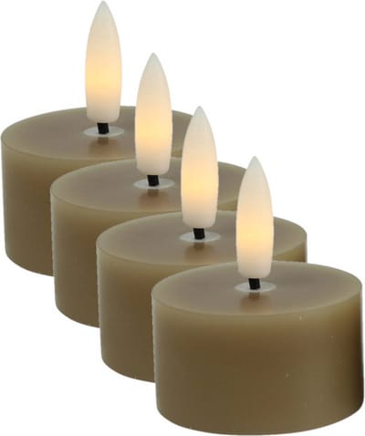 Countryfield LED theelichtjes/waxinelichtjes - 4x st - beige - D4 x H5,2 cm - met timer