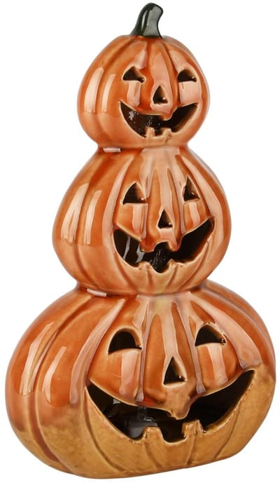 Dekoratief | Stapel pompoenen, oranje, porselein, LED, 15x9x14cm | A255136