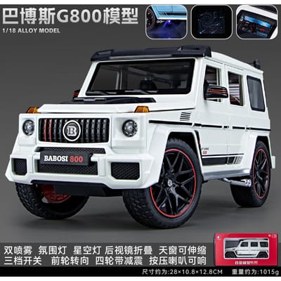 Spray Versie 1:18 Mercedes Benz Bbs G800 Gemodificeerde Luxe Off Road Suv Legering Model Metaal Diecast Auto Model Geluid En Licht Hobby