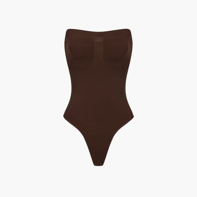 cfab - Strapless corrigerende bodysuit met strikjes - bruin XS - Corrigerende Body - Naadlos - corrigerend ondergoed dames