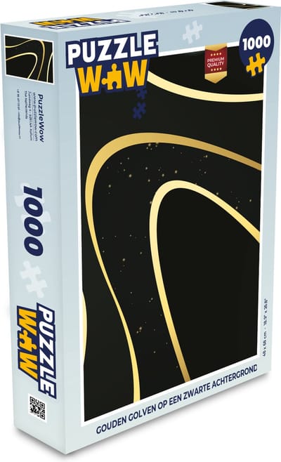 Puzzel Gouden golven op een zwarte achtergrond - Legpuzzel - Puzzel 1000 stukjes volwassenen