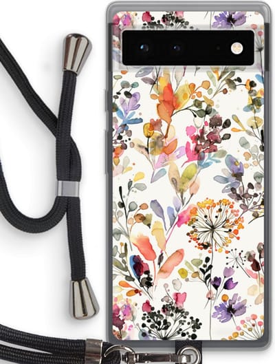 Case Company® - Hoesje met koord geschikt voor Google Pixel 6 hoesje met Koord - Wilde grassen - Telefoonhoesje met Zwart Koord - Bescherming aan alle Kanten en Over de Schermrand
