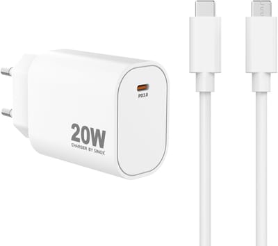 Sinox - MOBILITY POWER - Lichtnetadapter USB-C PD 20W w/C-C, White