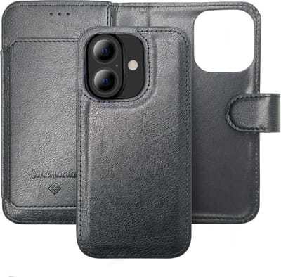 Casemania – iPhone 16 – 2 in 1 – Bookcase - 6 Pasjes - Zwart