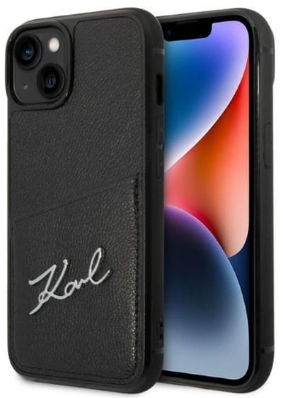 Karl Lagerfeld Signature Logo Cardslot case for iPhone 14 Plus - black