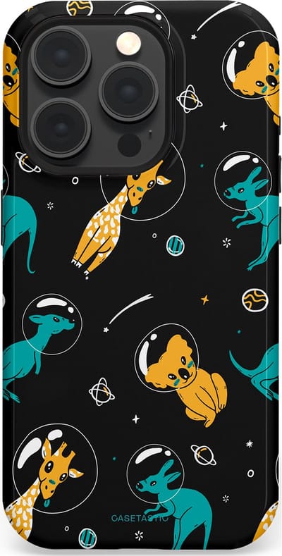 Casetastic Hoesje Geschikt voor Apple iPhone 15 Pro Magsafe - Stijlvolle Beschermende Duo-layer Case - Donkere Ruimte Safari
