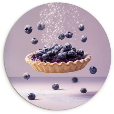 WallCircle® Wandcirkel 60x60 cm - Muurcirkel Eten - Taart - Bessen - Blauw - Muurdecoratie woonkamer - Wanddecoratie keuken - Kamer decoratie accessoires - Ronde schilderijen