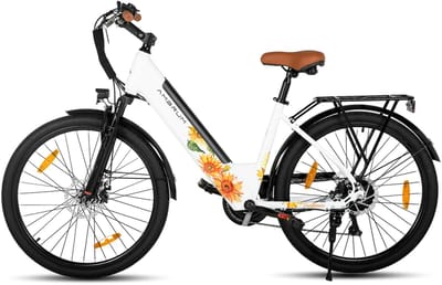 HILAND Starry elektrische stadsfiets - 26 inch - 250W motor - 60 km actieradius - 36V 10,4Ah accu - Shimano 7-versnellingen - Unisex - Wit