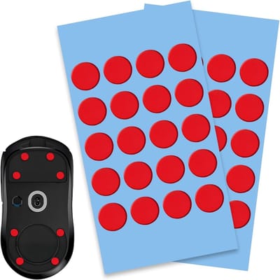 Set van 40 Muismatten, Glijpads voor Muizen, Ronde Muisskates, 6 mm, 0.8 mm Dikte, Rood, Voor Snelle en Nauwkeurige Beweging, Gaming en Kantoorgebruik