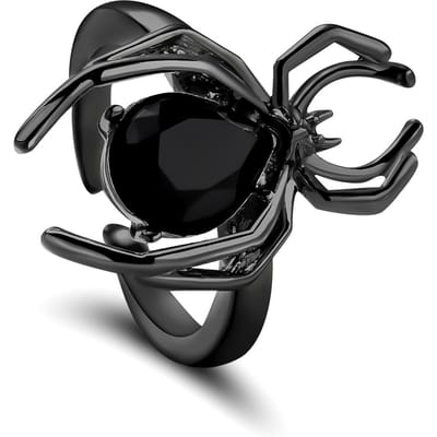 Halloween Overdreven Spinnenringen Voor Vrouwen Gotische Esthetiek Donkere Dier Imitatie Parel Vingerring Mannen Feest Punk Sieraden resizable black