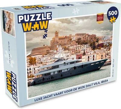 Puzzel Luxe jacht vaart voor de wijk Dalt Vila, Ibiza - Legpuzzel - Puzzel 500 stukjes