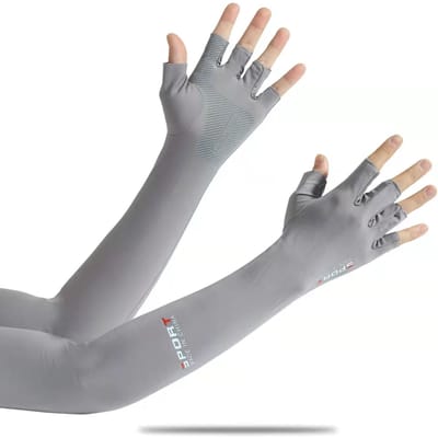 Manches de glace pour les doigts pour le soleil, gants pour femmes, extension cinq doigts, manches d'été en soie glacée, protège-doigts et bras nus, pêche et conduite, hommes average size
