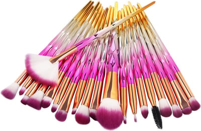 20 Stuks Make-upkwast Set - Opmaken Ogen, Wangen, Wenkbrauwen, Highlighter, Blush - Geel & Roze – 20-delige make-upkwast set – Geel en roze – ogen, wangen, wenkbrauwen, highlighter en blush – Complete set voor een perfecte make-up