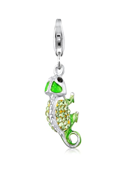 Nenalina - Bedel - Dames kameleon hanger met kristallen in 925 sterling zilver - Dames