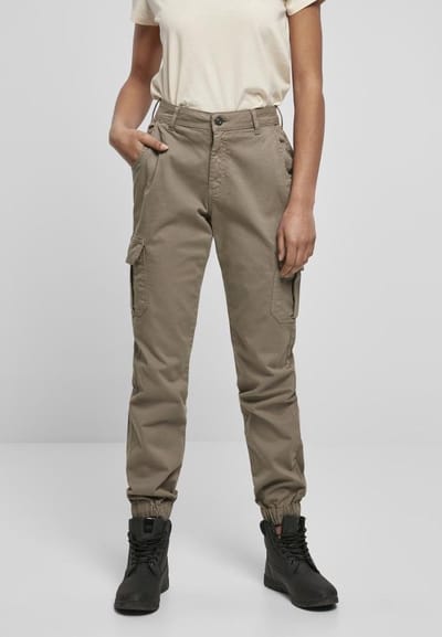 Urban Classics - High Waist Cargobroek - Taille, 32 inch - Beige