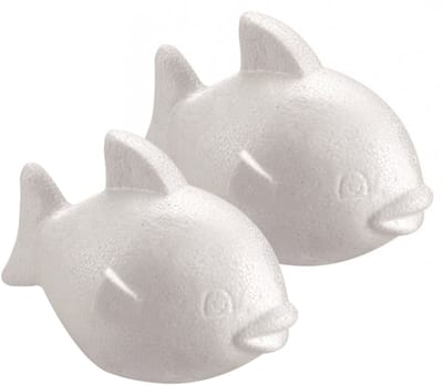 Piepschuim Vis - 2x - hobby figuren/ vormen - 7 cm - styrofoam
