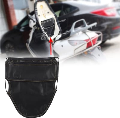 Allecto - Onderzit Opbergzak - Zwarte PU Leren Motor Bag - Handige Accessoire voor Motor en Scooter - Ondersteuning voor Dagelijkse Benodigdheden