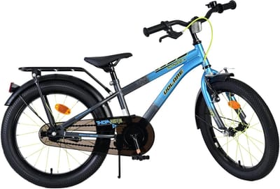 Kinderfiets - Jongensfiets - Leren Fietsen - Dubbele Remmen - 18 Inch Wielen - Blauw Grijs