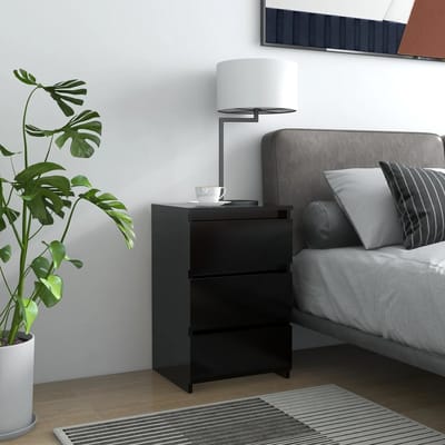 vidaXL - Nachtkastje - 40x35x62,5 - cm - bewerkt - hout - zwart