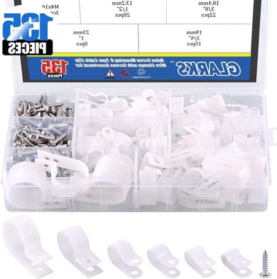 135 Stuks 6 Maten 1/4"-1" Witte Nylon Schroef Bevestigingsclips voor Kabels en Draden met 132 Schroeven voor Kabelbeheer en Bevestiging