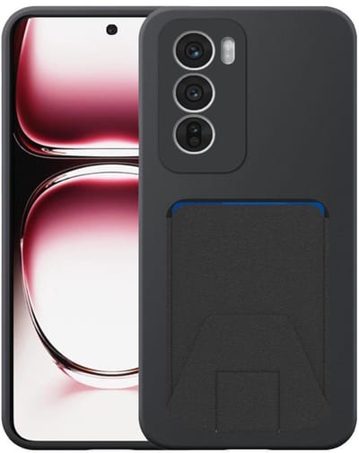 Geschikt voor Oppo Reno 12 Telefoonhoesje met Verstelbare Leren Pasjeshouder - Flexible Back Cover Case Siliconen TPU with Adjustable Leather Cardslot - Zwart - Smartphonica geschikt voor Oppo Reno 12