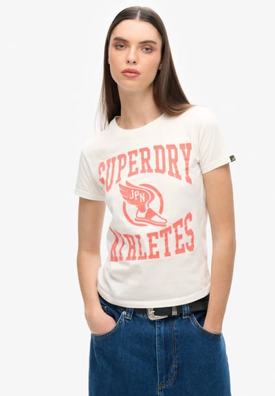 Superdry - Varsity T-shirt met flockprint en aansluitende pasvorm - Dames - T-shirts