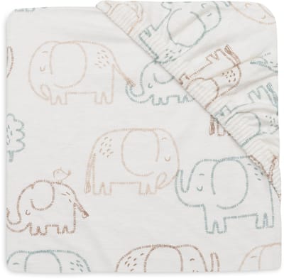 Jollein Hoeslaken Ledikant - 70/75x140/150cm - Jersey - Elephant Tales