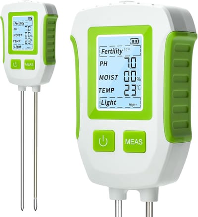 Bodem Tester - Plantenmeter 5-in-1 - Optimale Plantengroei - Hoge Precisie Meting - 25.2 cm - Zwart