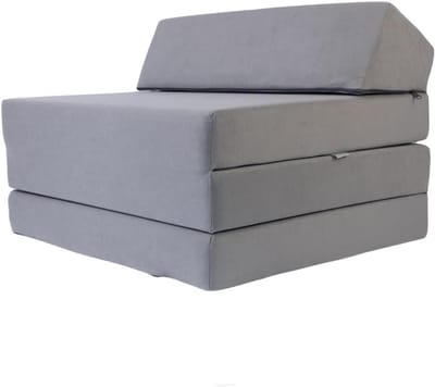 Vouwmatras - Gast matras - Extra slaapplek - Wasbare hoes - 200x70x10 cm - Lichtgrijs