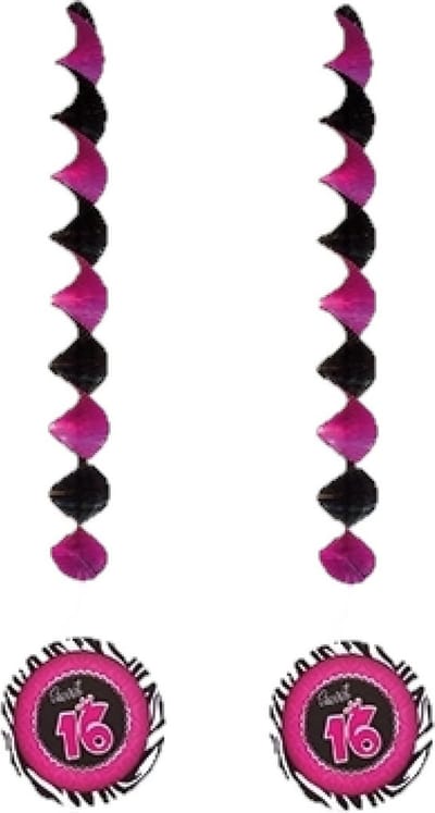 Funny Fashion - Sweet 16 party versiering rotorspiralen 12x stuks - Feestartikelen