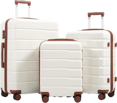 Koffer Set - Reisbagage - Familie Vakanties - TSA Goedgekeurd Slot - 3 Delig - Antiek Bruin