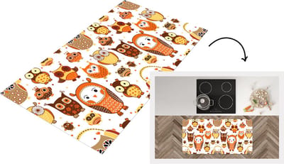 Keukenloper - Loper keuken - Meisjes - Uil - Oranje - Patronen - 120x60 cm - Keukenloper vinyl