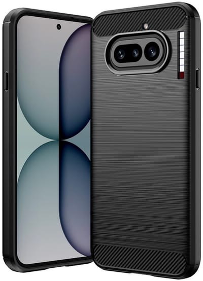 MobyDefend Hoesje - Geschikt voor Nothing Phone (4a) - TPU Backcover - Geborstelde Metaal & Carbon-Look - Zwart
