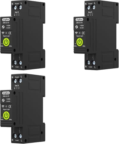 Intelligente Stroomonderbreker - Energiemeter Automatisch - Energiebeheer Thuis - Bidirectionele Meting - 3 Stuks - Zwart
