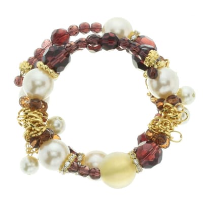 Behave - armband parels bordeaux goudkleur - feestelijk en chique
