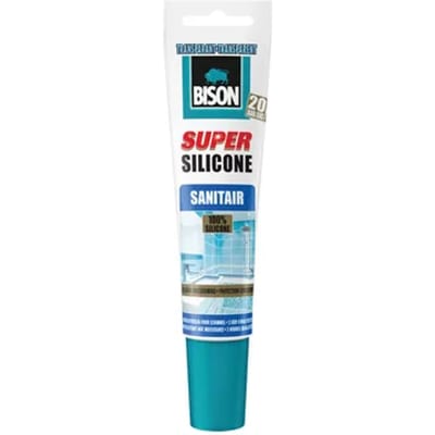 Bison Super Silicone transparant tube 150 ml, siliconenkit, keuken, voegen, hygiënisch, slijtvast, temperatuurbestendig van -50°C tot +120°C, makkelijk in gebruik