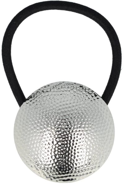 Haarsoires Haarelastiek – Cuff 4cm – Cirkel Ornament – Metaalaccent – Zwart Zilver - Stijlvol & Trendy Haaraccessoire