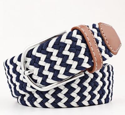 Gevlochten Riem - Elastisch - Blauw Wit Gestreept - Geweven - Riemen Heren Dames - Papa Cadeau Voor Mannen - Vaderdag