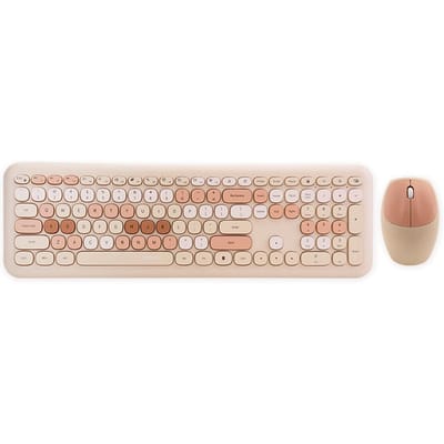 Mofii 666 clavier souris Combo sans fil 2.4G couleur mixte 110 touches clavier souris ensemble avec Punk rond marron clair