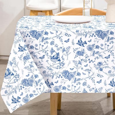 Vintage Bloemen Blauw Wit Bloemen Rechthoekige Tafelkleed Eetkamer Decor Waterdicht Tafelkleed voor Tafel Vakantiefeest Decoratie 100x145cm gray
