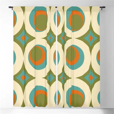 Oranje Mid-Century Modern Stijl Zonwerende Gordijnen 3D Digitale Patroonprint Gordijnen Woonruimte Slaapkamer Ruimte Balkon Gebied Keuken Gebieddecor 60W65H(CM)X2PCS&Hook