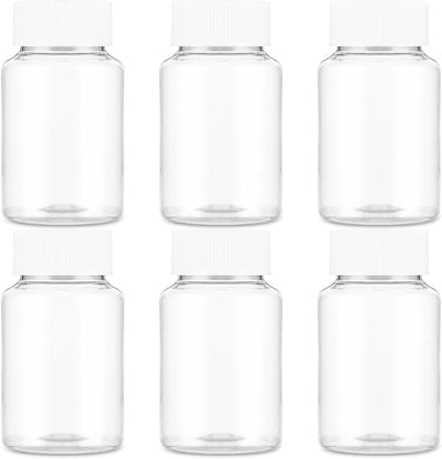 Lege Medicijnflessen Set van 6 - Transparante Organizers voor Poeder, Opslag en Toilettenartikelen met Lekvrije Doppen en Labels