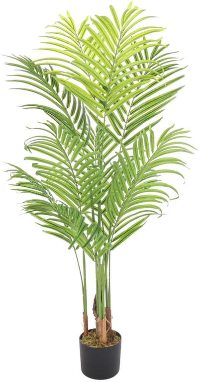 Kunst Arecapalm 125 cm – Volle Tropische Palm – In Pot – Groene Binnenplant